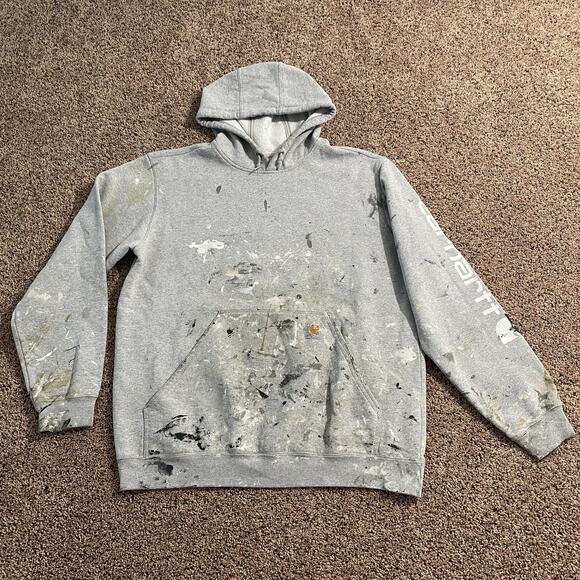 Carhartt Hoodie Mens Large Original Fit Painters Thrashed Workwear Pullover - Picture 1 of 8